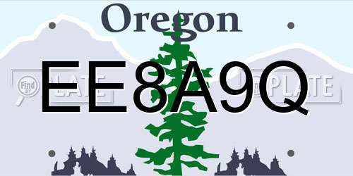 EE8A9Q Oregon License Plate