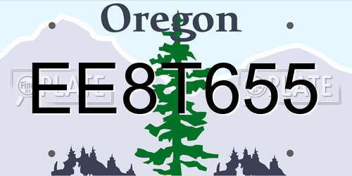 EE8T655 Oregon License Plate