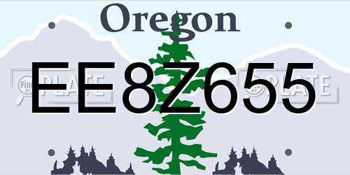 EE8Z655 Oregon License Plate