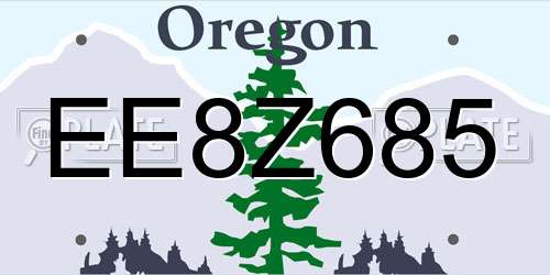 EE8Z685 Oregon License Plate