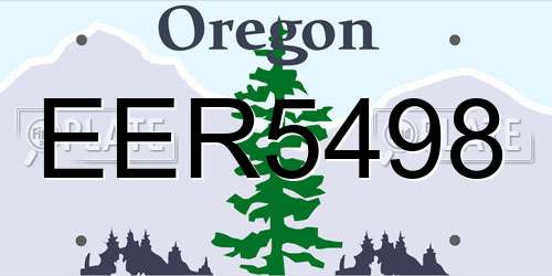 EER5498 Oregon License Plate