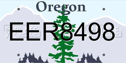 EER8498 Oregon License Plate