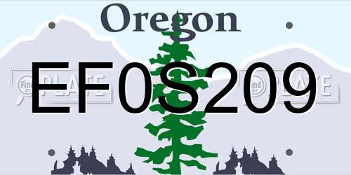EF0S209 Oregon License Plate