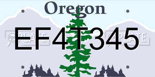 EF4T345 Oregon License Plate