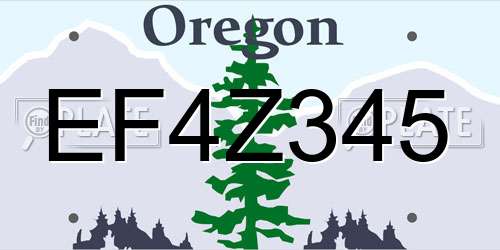 EF4Z345 Oregon License Plate