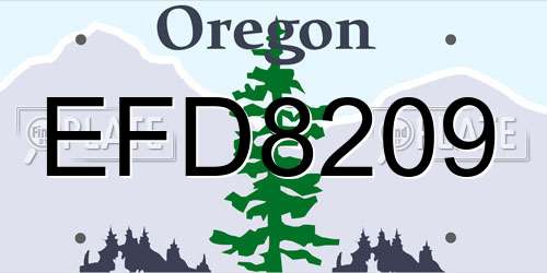 EFD8209 Oregon License Plate
