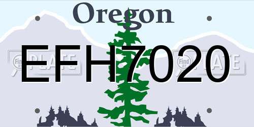 EFH7020 Oregon License Plate