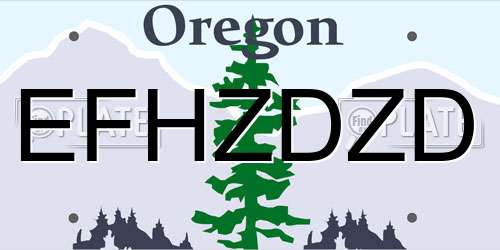 EFHZDZD Oregon License Plate
