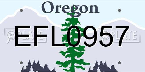 EFL0957 Oregon License Plate