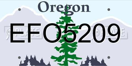 EFO5209 Oregon License Plate