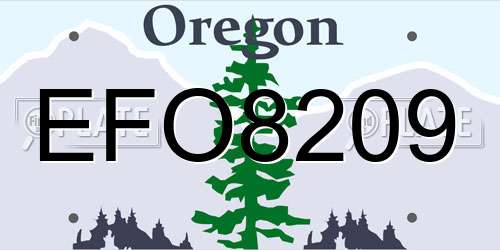 EFO8209 Oregon License Plate