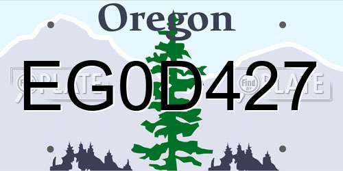 EG0D427 Oregon License Plate