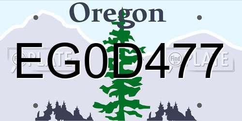 EG0D477 Oregon License Plate