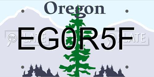 EG0R5F Oregon License Plate