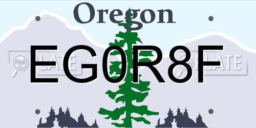 EG0R8F Oregon License Plate
