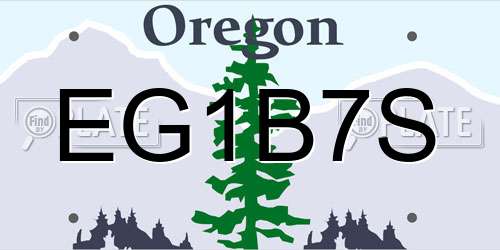 EG1B7S Oregon License Plate