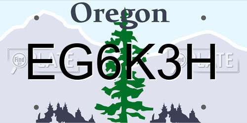 EG6K3H Oregon License Plate