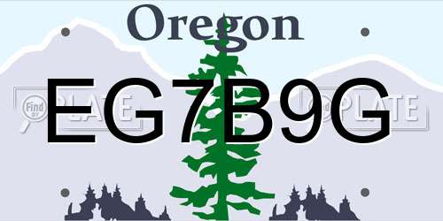 EG7B9G Oregon License Plate