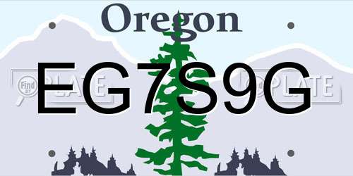 EG7S9G Oregon License Plate