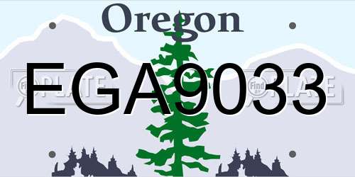 EGA9033 Oregon License Plate