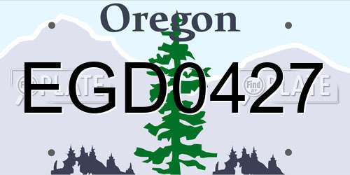 EGD0427 Oregon License Plate