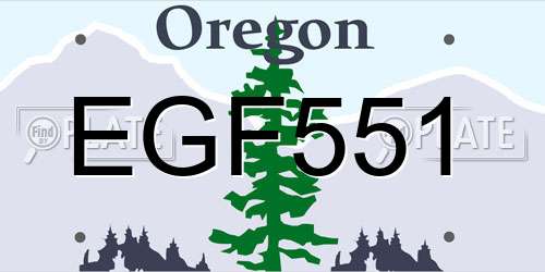 EGF551 Oregon License Plate