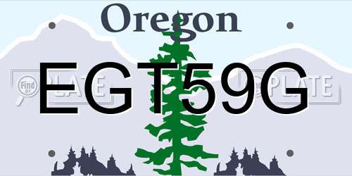 EGT59G Oregon License Plate