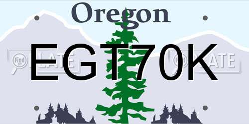 EGT70K Oregon License Plate