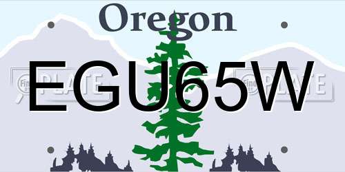 EGU65W Oregon License Plate
