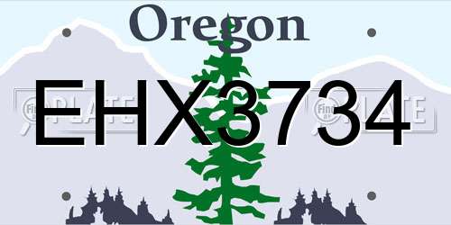 EHX3734 Oregon License Plate