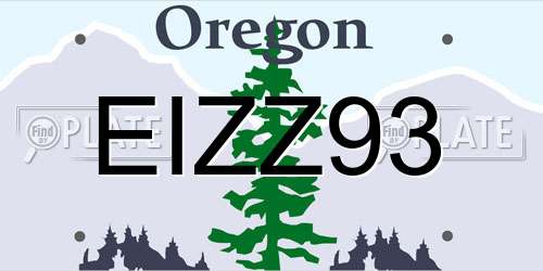 EIZZ93 Oregon License Plate