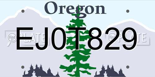EJ0T829 Oregon License Plate