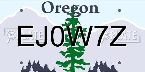 EJ0W7Z Oregon License Plate
