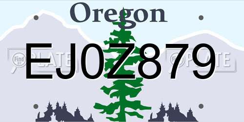 EJ0Z879 Oregon License Plate