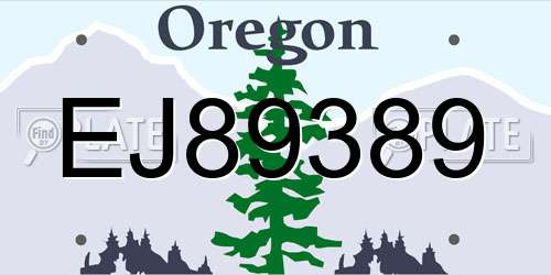 EJ89389 Oregon License Plate