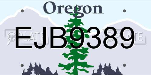 EJB9389 Oregon License Plate