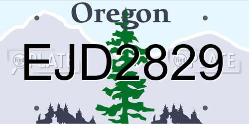 EJD2829 Oregon License Plate