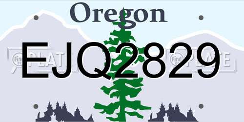 EJQ2829 Oregon License Plate