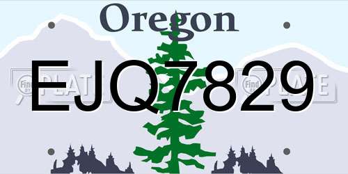 EJQ7829 Oregon License Plate