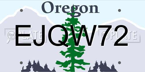 EJQW72 Oregon License Plate