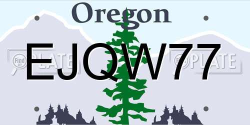 EJQW77 Oregon License Plate