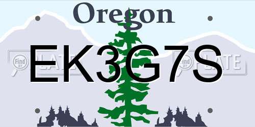 EK3G7S Oregon License Plate