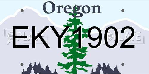 EKY1902 Oregon License Plate