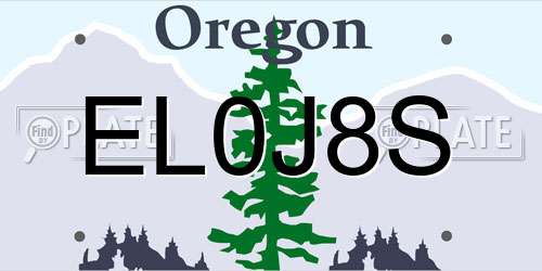 EL0J8S Oregon License Plate
