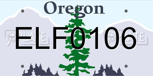 ELF0106 Oregon License Plate