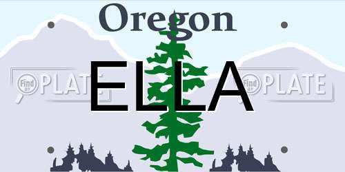 ELLA Oregon License Plate