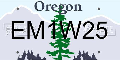 EM1W25 Oregon License Plate
