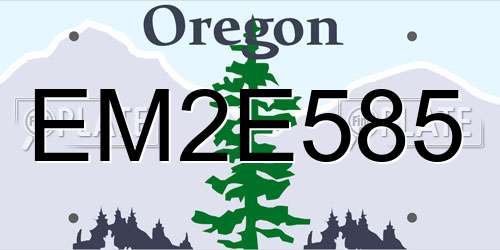 EM2E585 Oregon License Plate