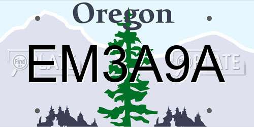 EM3A9A Oregon License Plate