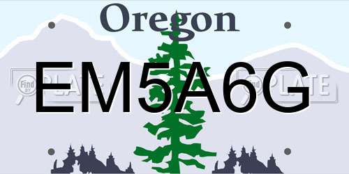 EM5A6G Oregon License Plate